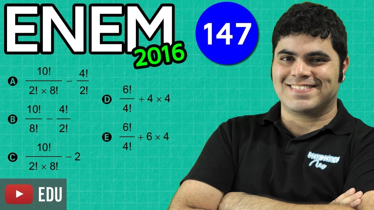 Thumbnail: 👉 ENEM 2016 Matemática #12 - Análise Combinatória no Jogo de Tênis dica matadora