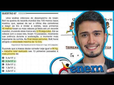 Thumbnail da aula: ENEM 2015 - A thorough analysis of Usain Bolt's performance in breaking the world record in the 1...