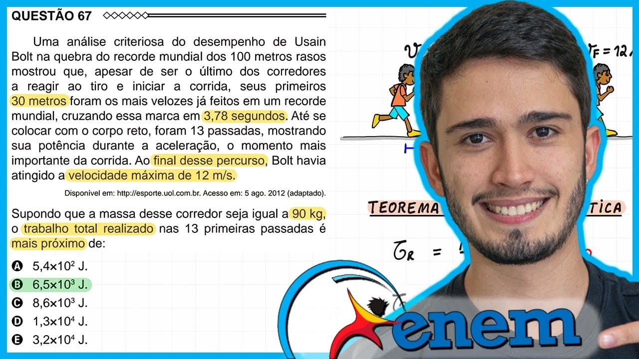 Thumbnail: ENEM 2015 - A thorough analysis of Usain Bolt's performance in breaking the world record in the 1...