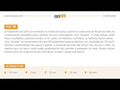 Thumbnail da aula: Lista 01 EXEMPLO 17 Tsunami | Propagação de Onda