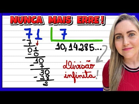 Thumbnail da aula: DIVISÃO COM RESTO! EXPLICAÇÃO DE DIVISÃO INFINITA/QUE NÃO ACABA!RESULTADO DECIMAL E DÍZIMA PERIÓDICA