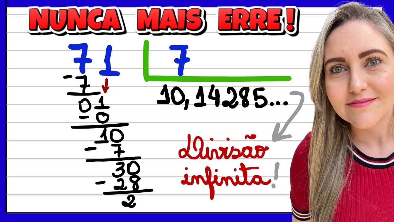 Thumbnail: DIVISÃO COM RESTO! EXPLICAÇÃO DE DIVISÃO INFINITA/QUE NÃO ACABA!RESULTADO DECIMAL E DÍZIMA PERIÓDICA