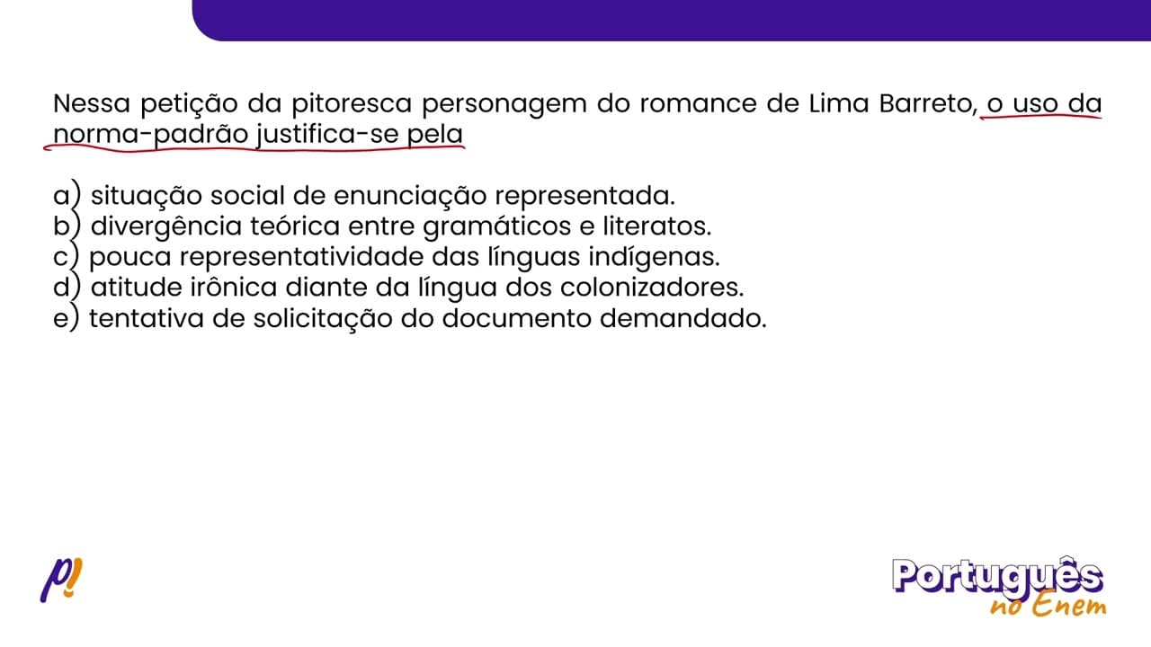 Thumbnail: ENEM 2020 - ESTUDOS DA LÍNGUA | Policarpo Quaresma, cidadão brasileiro, funcionário público...