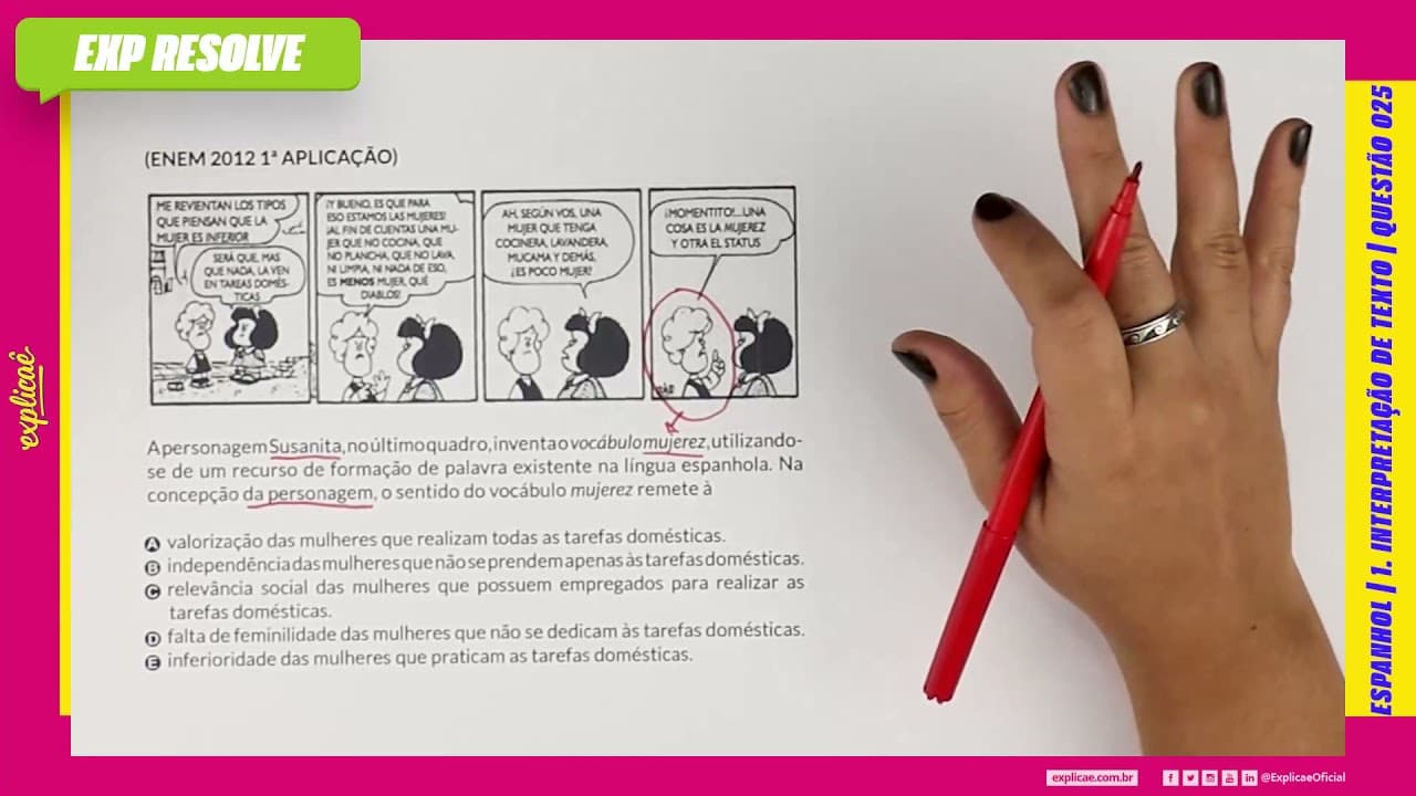 Thumbnail: A PERSONAGEM SUSANITA, NO ÚLTIMO QUADRO, INVENTA O VOCÁBULO MUJEREZ, (...) | INTERPRETAÇÃO DE TEXTO