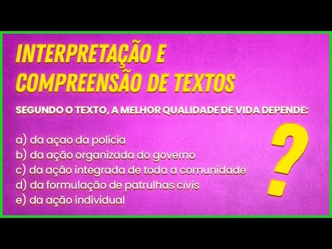 Thumbnail da aula: INTERPRETAÇÃO E COMPREENSÃO DE TEXTO: RESOLUÇÃO  - Profa. Pamba