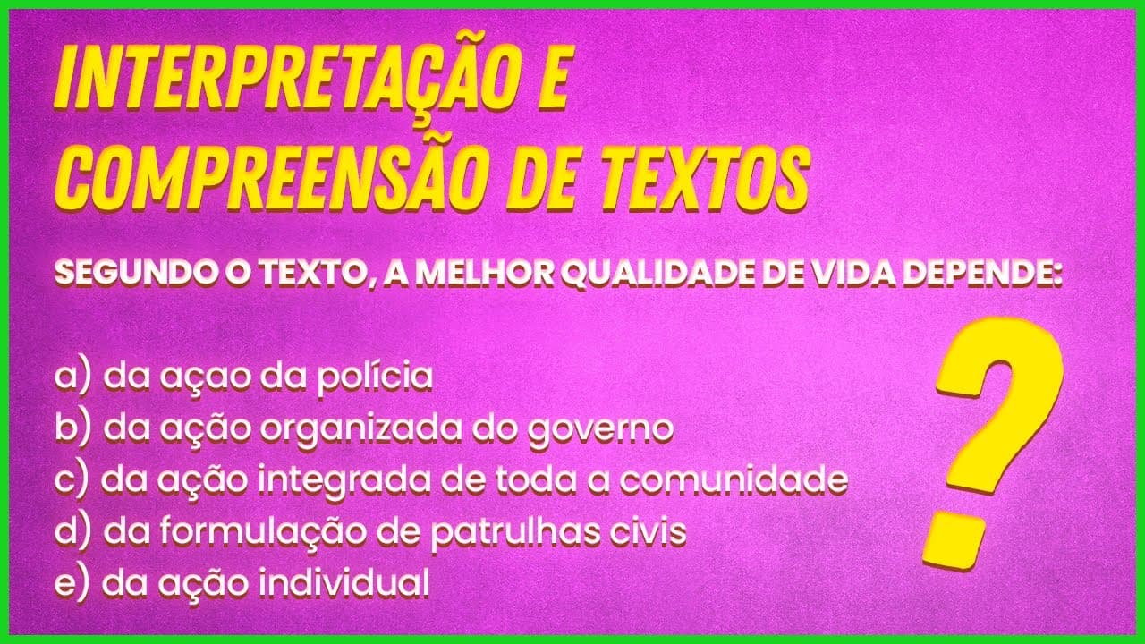 Thumbnail: INTERPRETAÇÃO E COMPREENSÃO DE TEXTO: RESOLUÇÃO  - Profa. Pamba