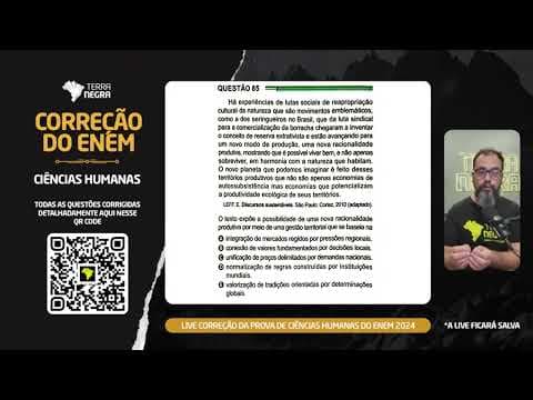 Thumbnail da aula: ENEM 2024 - Geografia - 85 Prova Verde