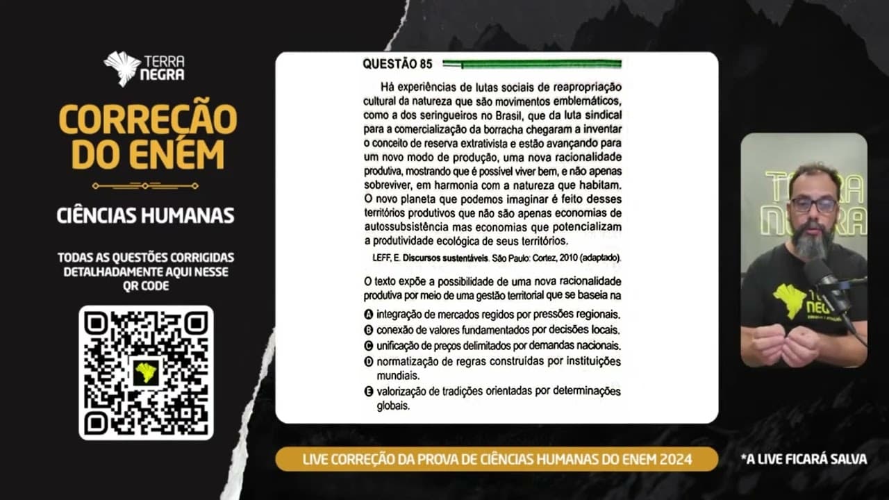 Thumbnail: ENEM 2024 - Geografia - 85 Prova Verde