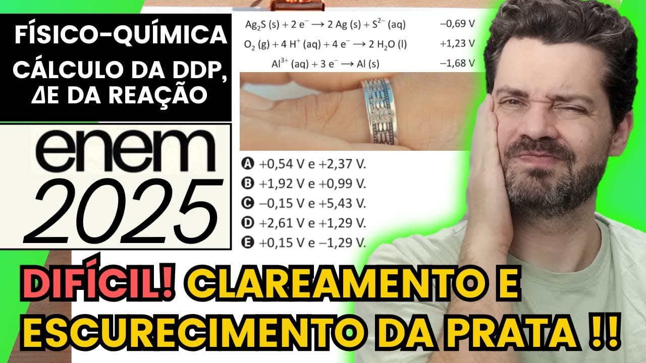 Thumbnail: ✏️ENEM 2025 | Objetos de prata escurecem em contato com compostos contendo enxofre por causa da