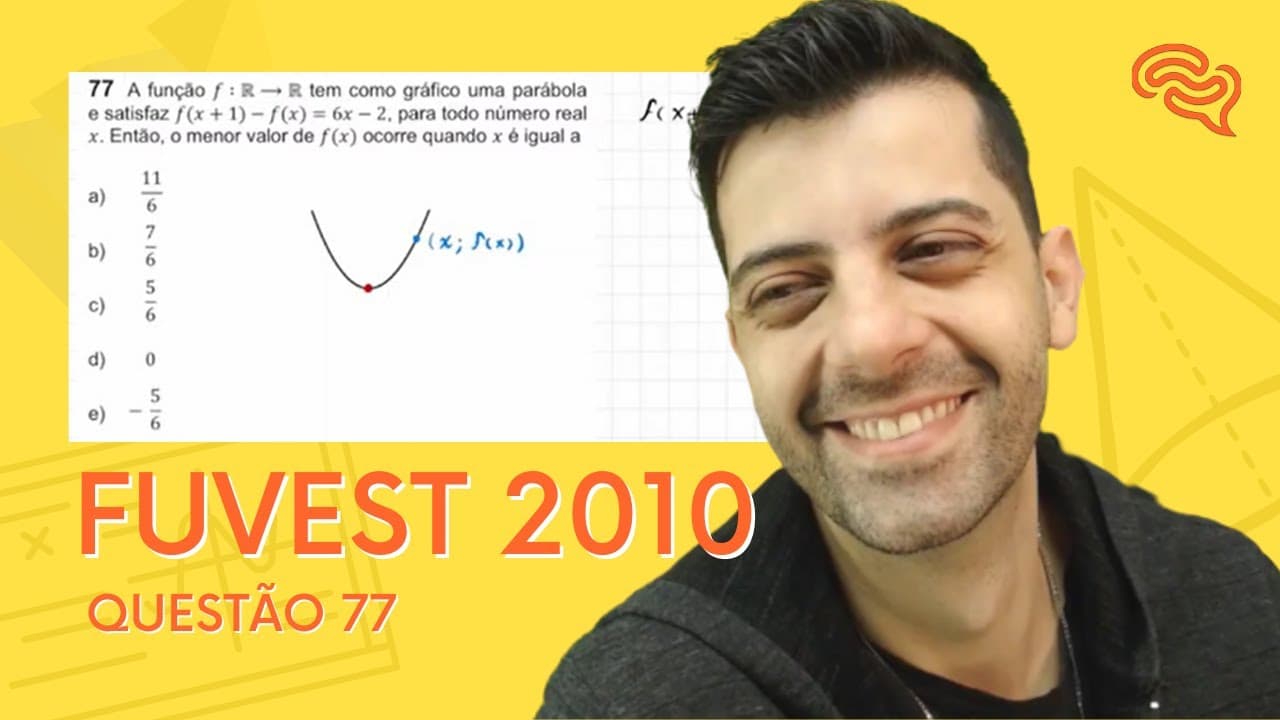 Thumbnail: FUVEST 2010 - Q77 - A função f : R tem como gráfico uma parábola