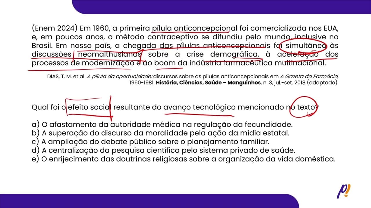 Thumbnail: ENEM 2024- IDADE CONTEMPORÂNEA: UM MUNDO EM CONSTANTE MUDANÇA | Em 1960, a primeira pílula...