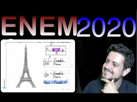 Thumbnail da aula: ENEM 2020 A Torre Eiffel, com seus 324 metros de altura, feita com treliças de ferro, pesava 7300...