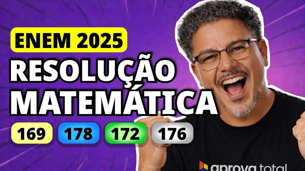 Thumbnail: ENEM 2025 Matemática – Questão 169 | Três dados cúbicos, com faces numeradas de 1 a 6, foram