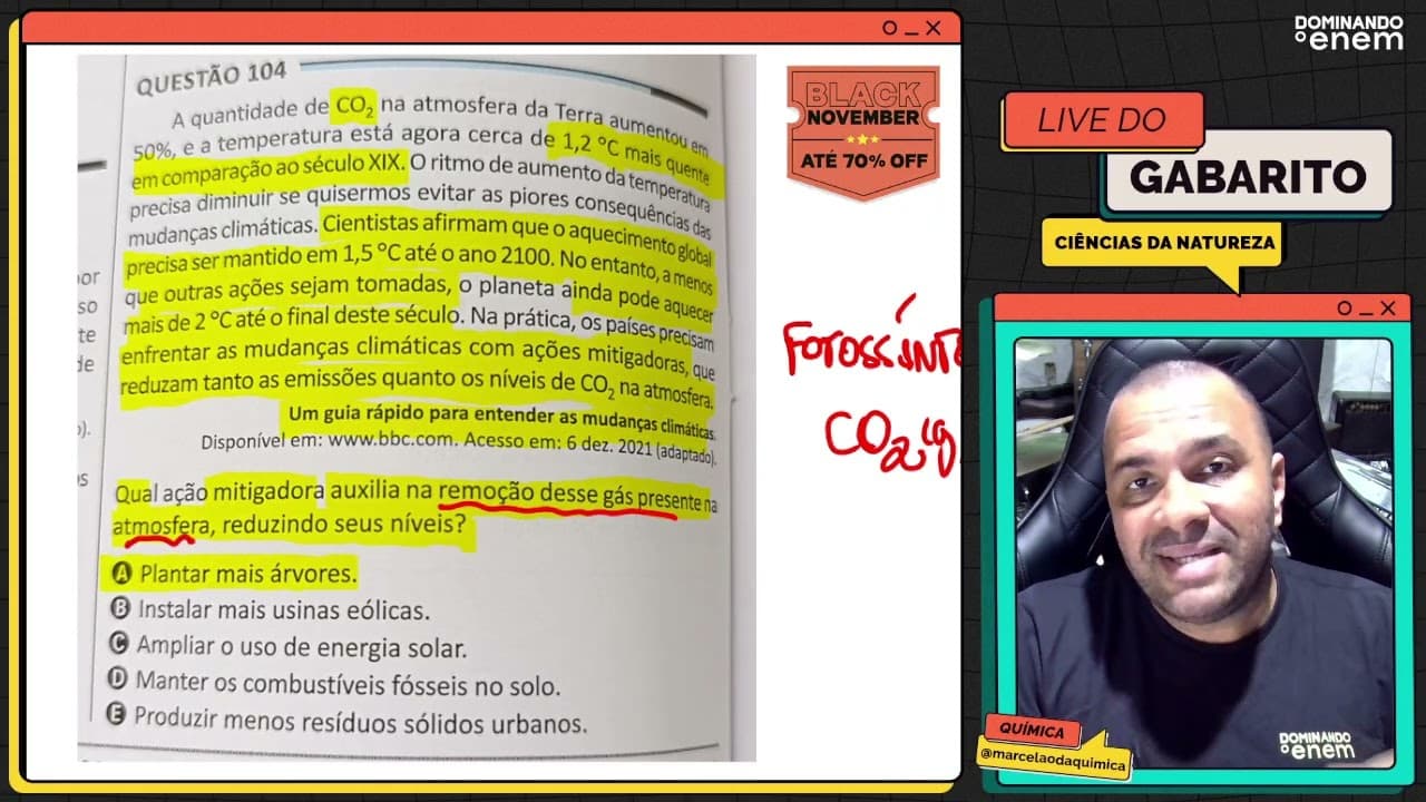 Thumbnail: ENEM 2025: A quantidade de CO₂ na atmosfera da Terra aumentou em 50%, e a temperatura está agora