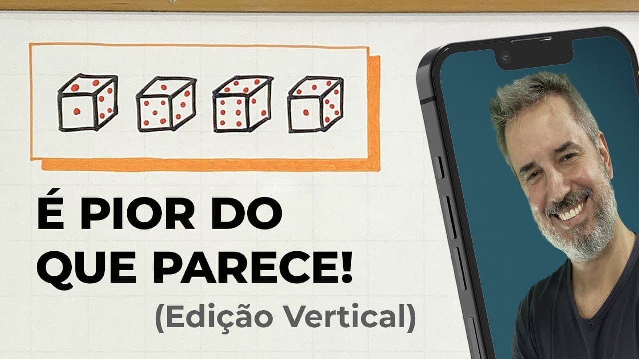Thumbnail: PROBABILIDADE nível HARD: o desafio dos 4 DADOS! 🎲🎲🎲🎲 [Vertical]
