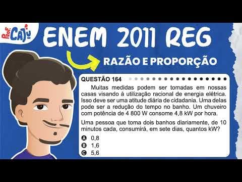 Thumbnail da aula: [ENEM 2011] 164 📘 RAZÃO E PROPORÇÃO Muitas medidas podem ser tomadas em nossas casas visando à