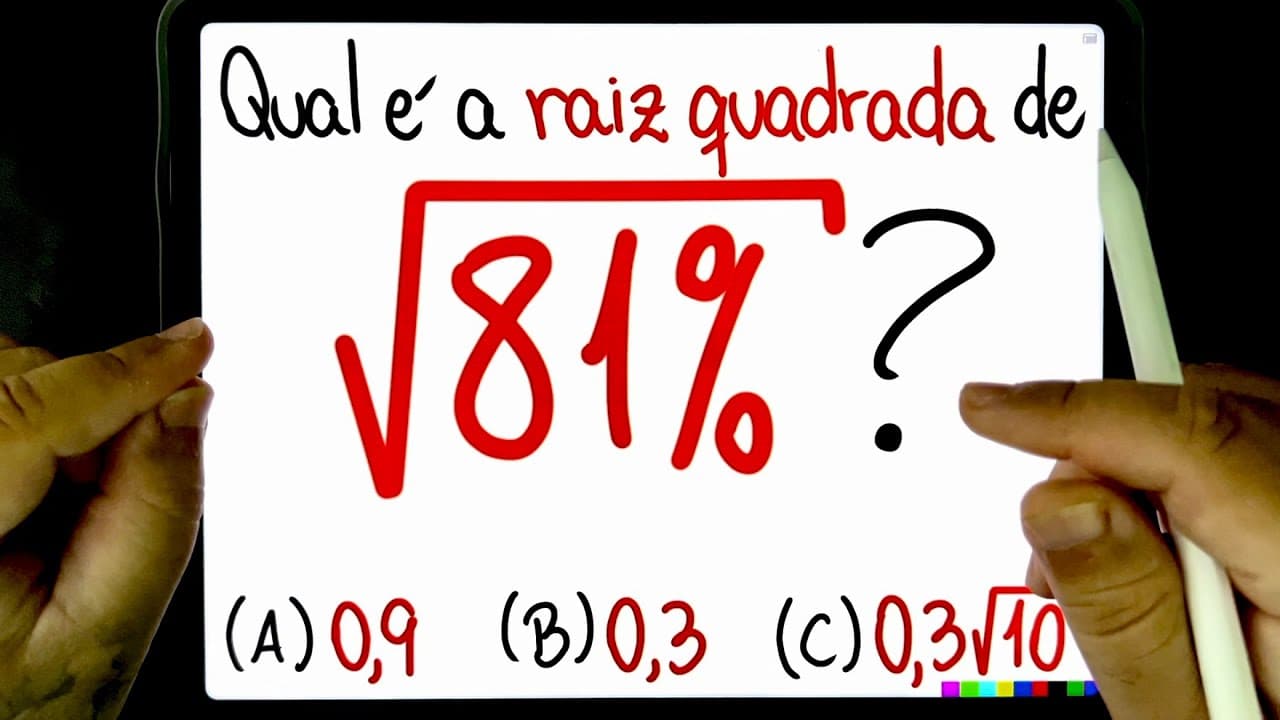 Thumbnail: 🔥 Você CONSEGUE ACERTAR essa RAIZ QUADRADA DE PORCENTAGEM? 😱 Você consegue resolver isso?