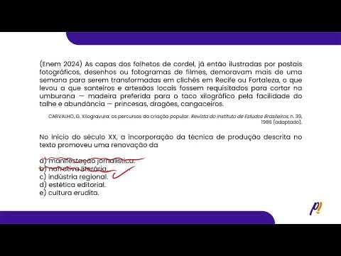 Thumbnail da aula: ENEM 2024 - CULTURA E SOCIEDADECULTURA E SOCIEDADE | As capas dos folhetos de cordel, já então...
