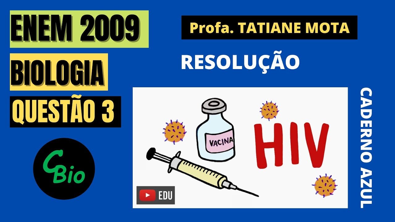 Thumbnail: 🔴[ENEM 2009] # BIOLOGIA # QUESTÃO 3 – HIV  E VACINA - Estima-se que haja atualmente no mundo 40 ..