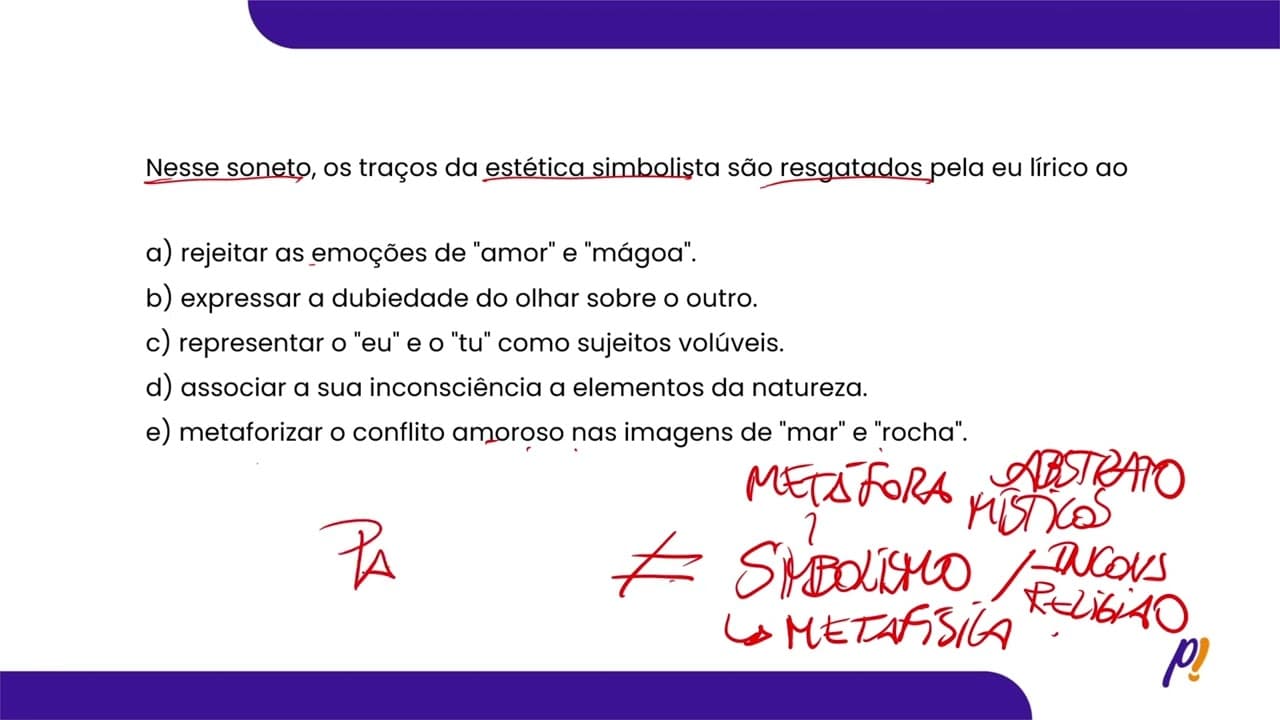 Thumbnail: ENEM 2025 | Nesse soneto, os traços da estética simbolista são resgatados pela eu lírico ao...