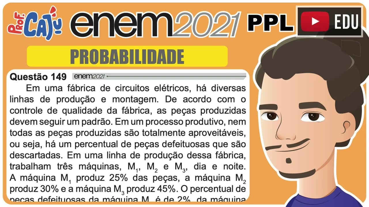 Thumbnail: [ENEM 2021 PPL] 149 📘 PROBABILIDADE Em uma fábrica de circuitos elétricos, há diversas linhas de