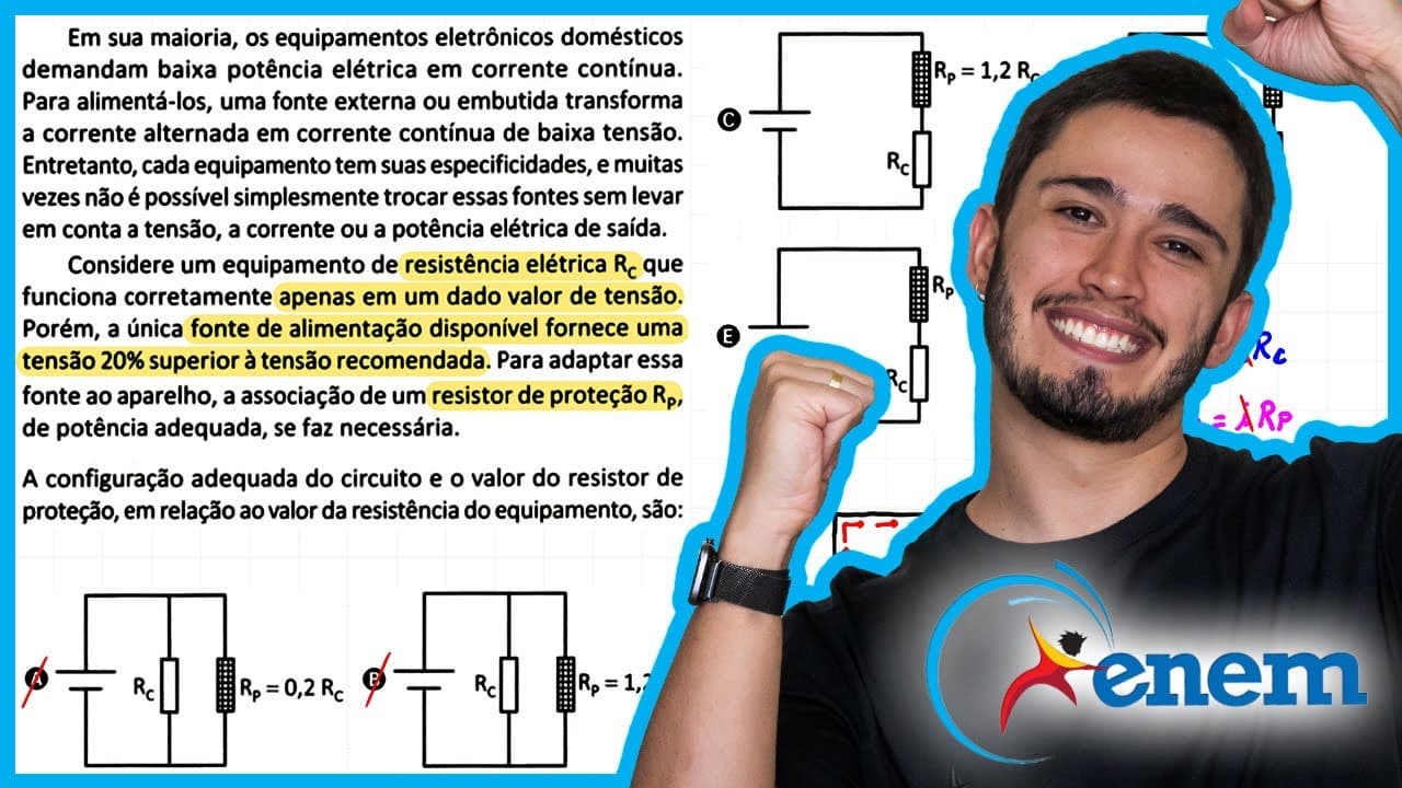 Thumbnail: ENEM 2025 - Em sua maioria, os equipamentos eletrônicos domésticos demandam baixa potência elétrica