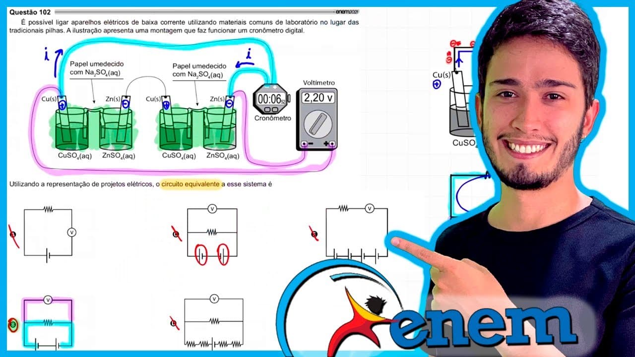 Thumbnail: ENEM 2021 - É possível ligar aparelhos elétricos de baixa corrente utilizando materiais comuns de la
