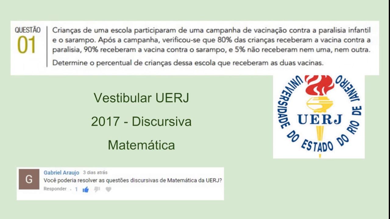 Thumbnail: Matemática - Vestibular UERJ 2017 - Exame de Discursivo - Questão 1