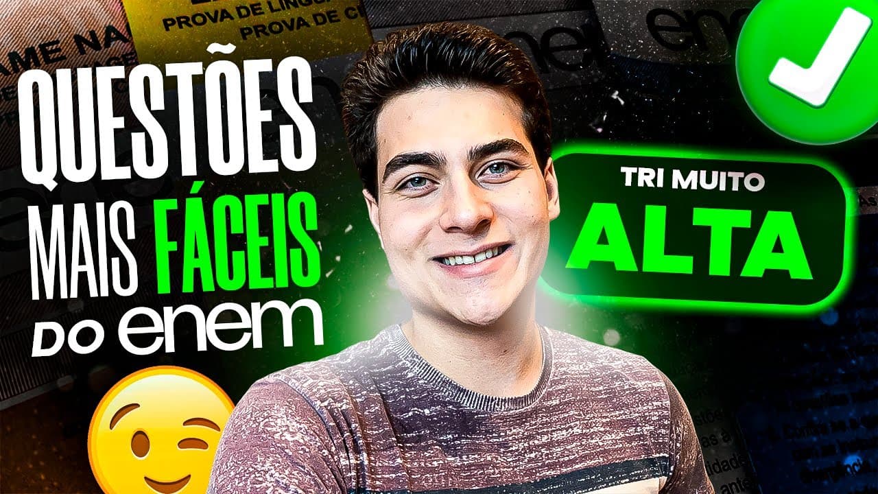 Thumbnail: QUESTÕES MAIS FÁCEIS do 1º DIA do Enem - Humanas e Linguagens (TRI muito valorizada)