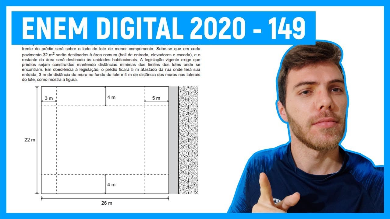 Thumbnail: 🛑Questão 149 Enem  DIGITAL 2020 - CÁLCULO DE ÁREA - Uma empresa deseja construir um edifício...