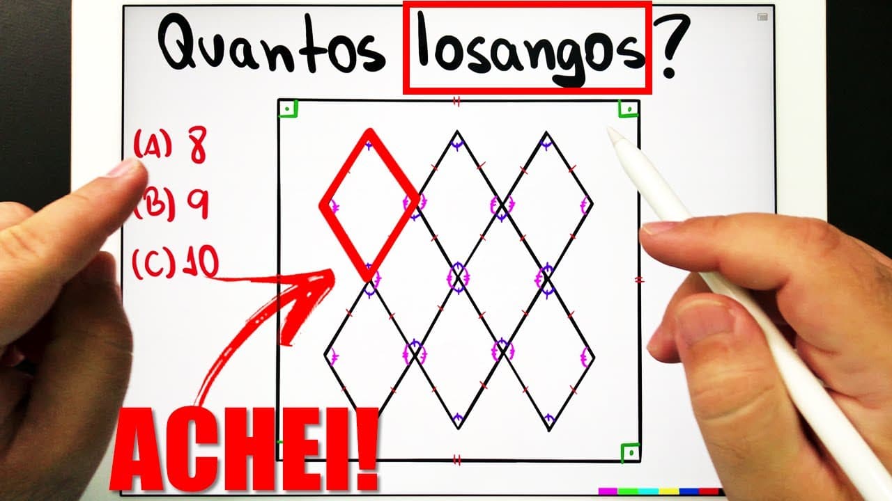 Thumbnail: 🤯 QUANTOS LOSANGOS HÁ NA FIGURA? Você Consegue Resolver Desafio Bugante de Contagem e Geometria?
