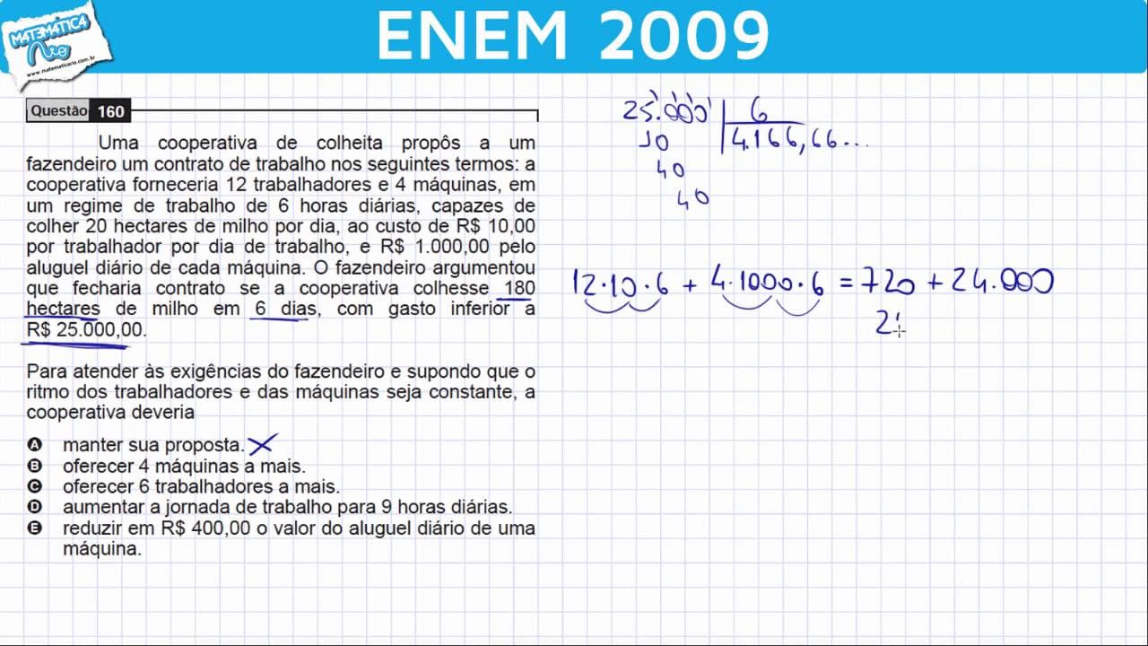 Thumbnail: ENEM 2009 Mathematics #25 - Deductive Logical Reasoning and Proportionality