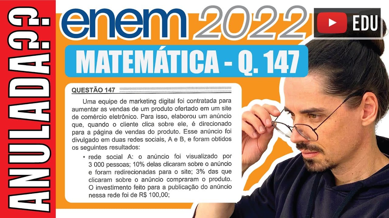 Thumbnail: [ENEM 2022] 147 📘 RAZÃO E PROPORÇÃO Uma equipe de marketing digital foi contratada para aumentar