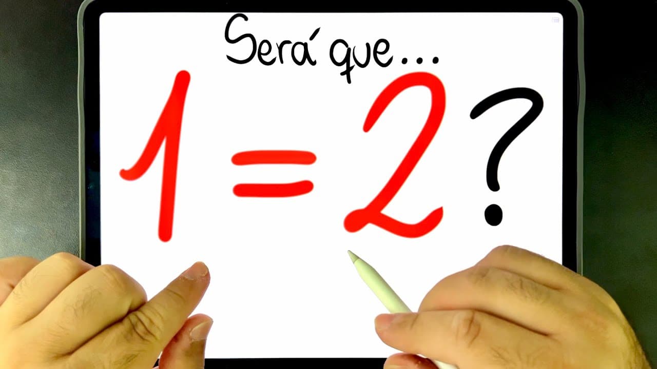 Thumbnail: 🔥 Será que 1 = 2??? 😱 ONDE ESTÁ O ERRO? Você consegue identificar o problema do raciocínio?