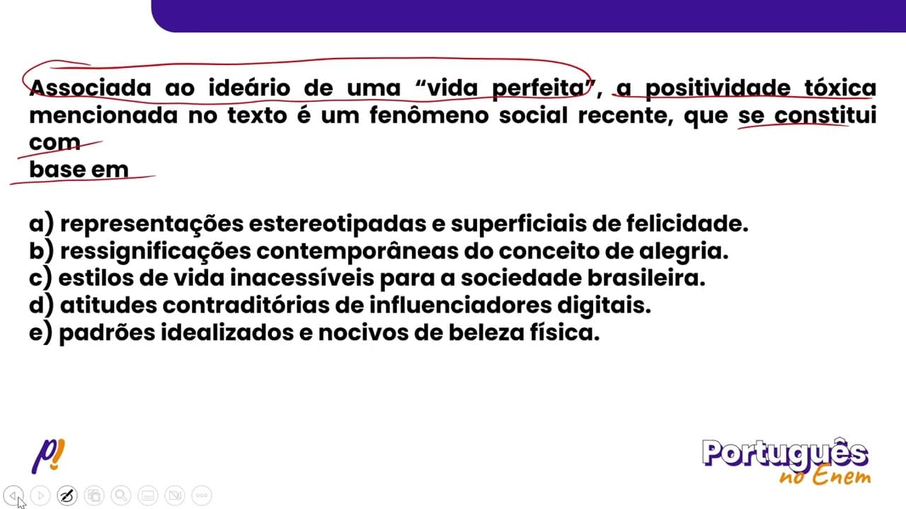 Thumbnail: ENEM 2022 - INTERPRETAÇÃO E INFERÊNCIA DE TEXTOS | “Vida perfeita” em redes sociais pode afetar a...
