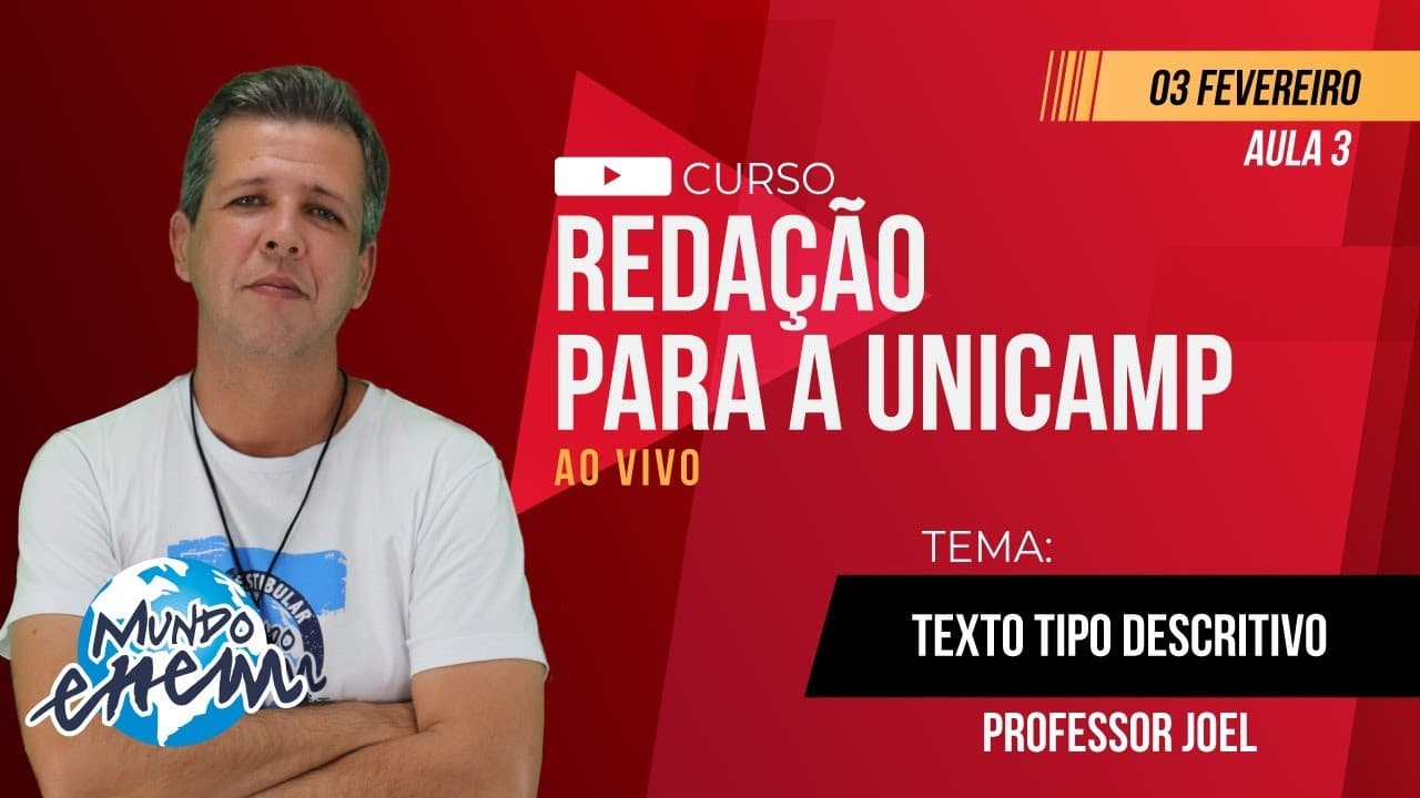 Thumbnail: REVISÃO DE REDAÇÃO PARA A 2ª FASE UNICAMP - TEXTO TIPO DESCRITIVO