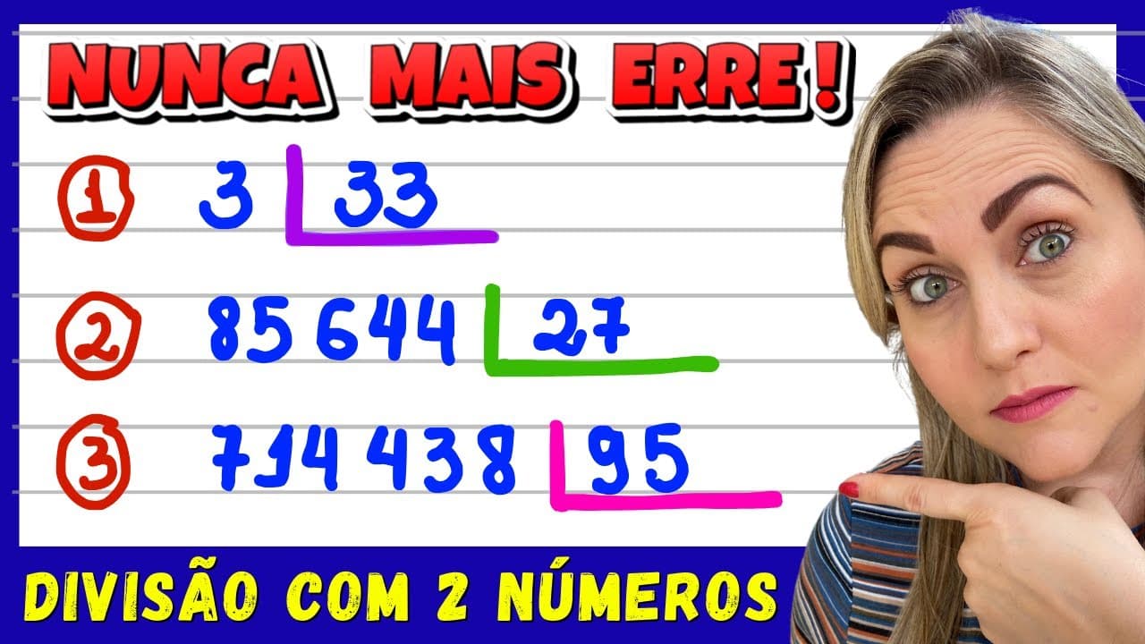 Thumbnail: DIVISÃO COM 2 ALGARISMOS NA CHAVE ! APRENDA O PASSO A PASSO. EXPLICAÇÃO DO CONTEÚDO!