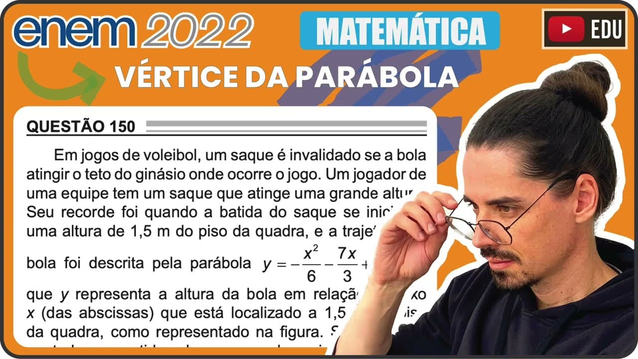 Thumbnail: [ENEM 2022] 150 📘 VÉRTICE DA PARÁBOLA Em jogos de voleibol, um saque é invalidado se a bola atingir
