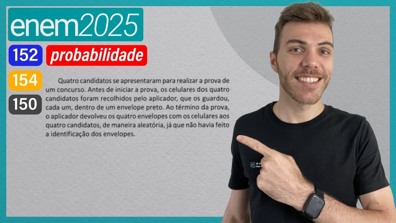 Thumbnail: ENEM 2025 - Quatro candidatos se apresentaram para realizar a prova de um concurso. Antes de