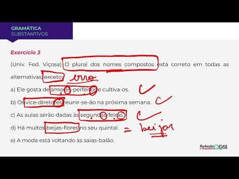 Thumbnail da aula: PLURAL DOS SUBSTANTIVOS COMPOSTOS: RESOLUÇÃO DE EXERCÍCIO - Profa. Pamba