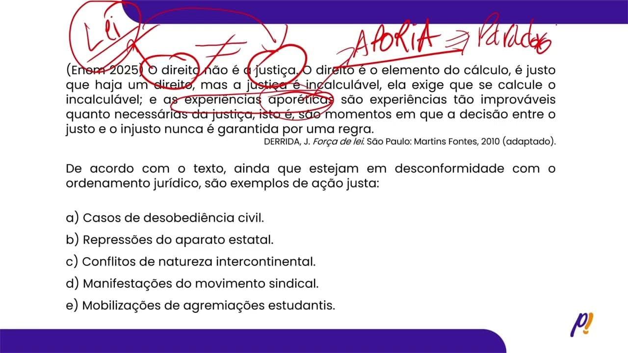 Thumbnail: ENEM 2025 | O direito não é a justiça. O direito é o elemento do cálculo...