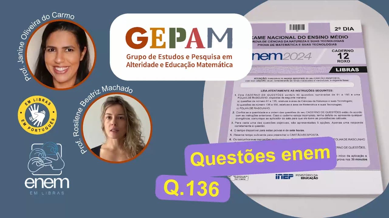 Thumbnail: Resolução Questão 136 ENEM - Caderno Roxo de Libras - Ano 2024