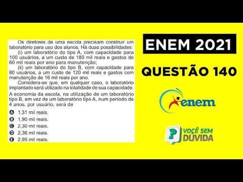 Thumbnail da aula: Os diretores de uma escola precisam construir um laboratório para uso dos alunos. | Enem 2021