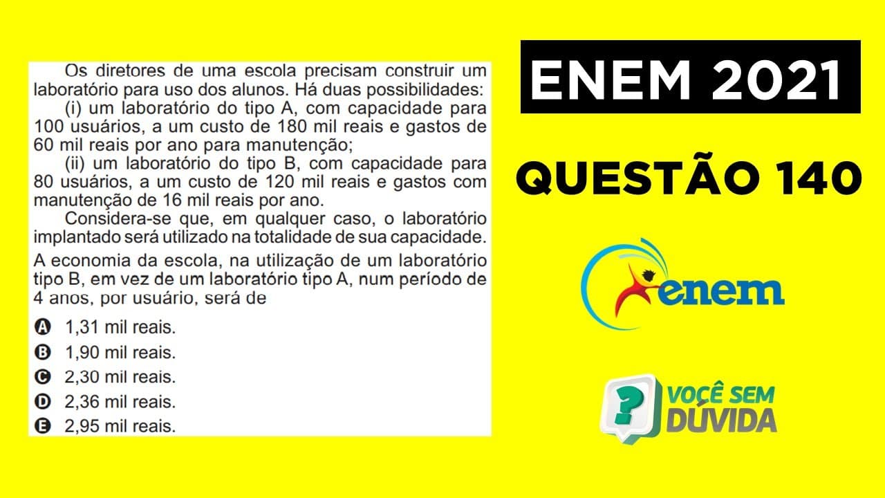 Thumbnail: Os diretores de uma escola precisam construir um laboratório para uso dos alunos. | Enem 2021