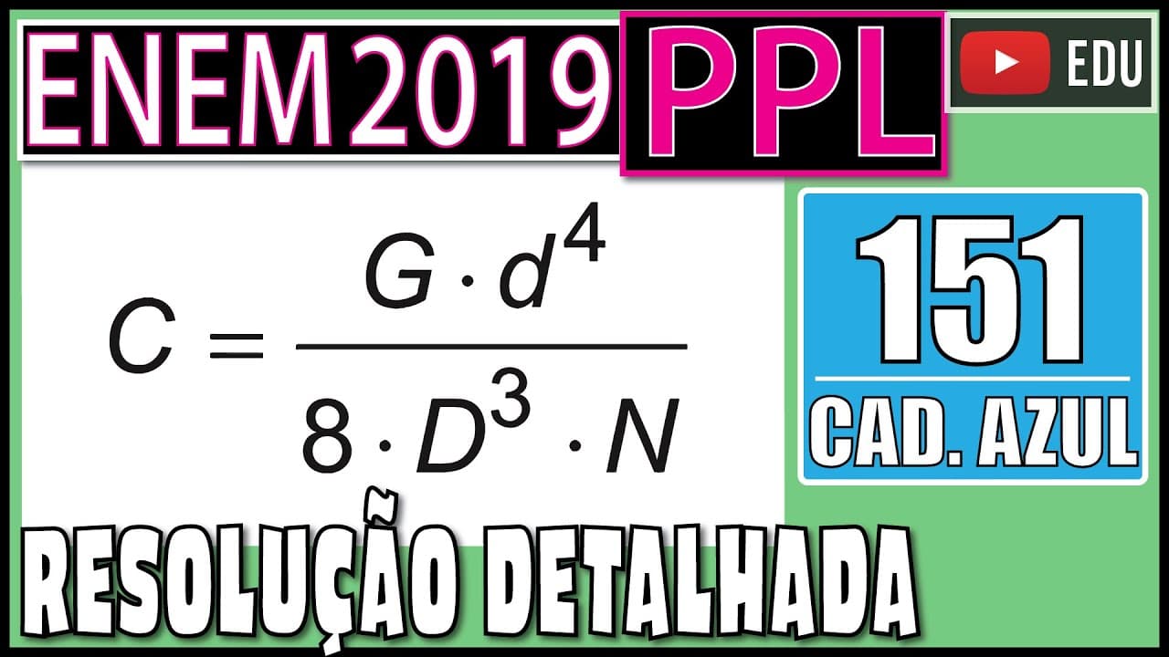Thumbnail: [ENEM 2019 PPL] 151 📘 ÁLGEBRA Para certas molas a constante elástica (C) depende do diâmetro médio