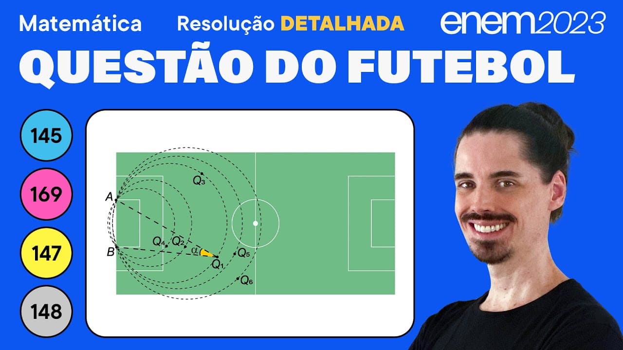 Thumbnail: 🔵 Questão do futebol: ENEM 2023 Matemática (Detalhada) - Circunferência e Círculo