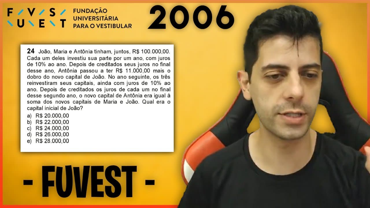 Thumbnail: FUVEST 2006 Q24 Mat João Maria e Antônia tinham juntos