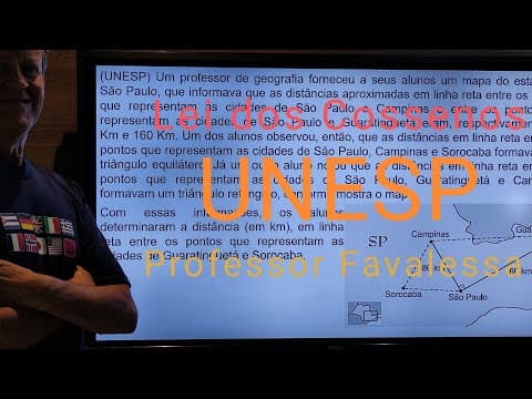 Thumbnail da aula: UNESP Um professor de geografia forneceu a seus alunos um mapa do estado de São Paulo, que informava