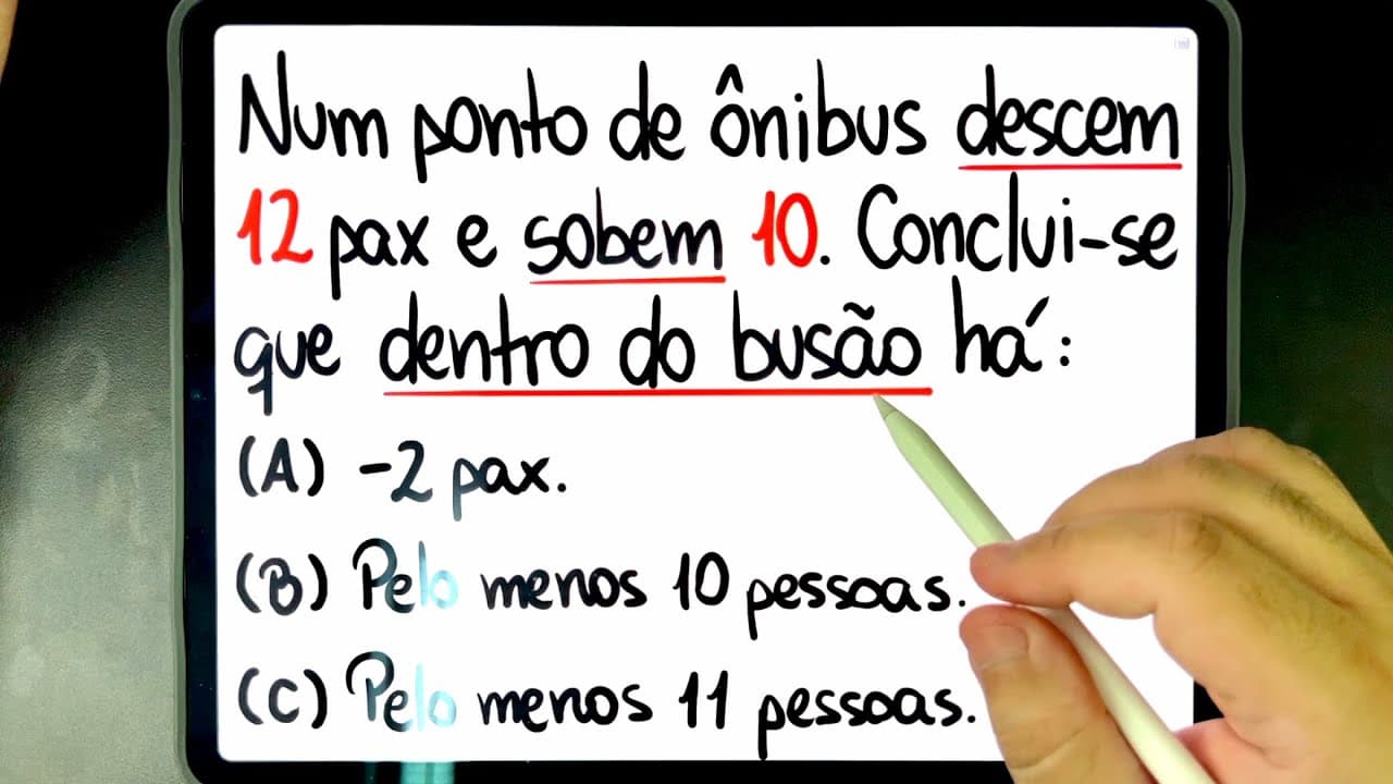 Thumbnail: 🔥 RACIOCÍNIO LÓGICO MATEMÁTICO DO PONTO DE ÔNIBUS! Como encontrar a resposta certa?