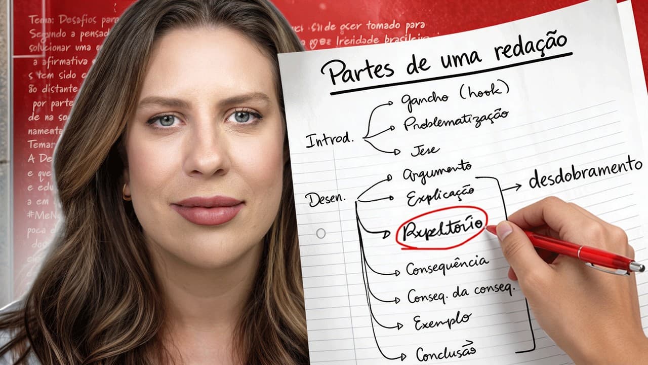 Thumbnail: As partes da redação dissertativa-argumentativa no Enem 2026